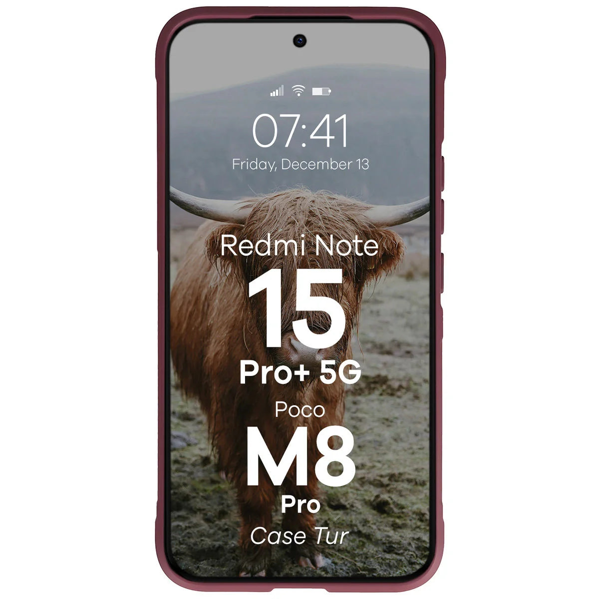 Robuste Handyhülle für Xiaomi Redmi Note 15 Pro Plus 5G / POCO M8 Pro 5G, Bizon Case Tur, Burgunderrot