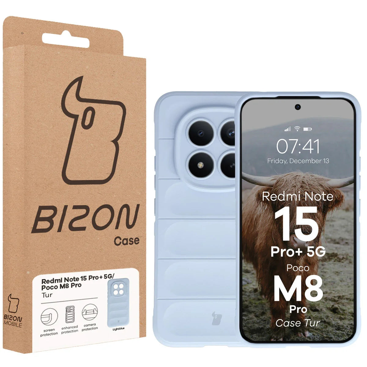 Robuste Handyhülle für Xiaomi Redmi Note 15 Pro Plus 5G / POCO M8 Pro 5G, Bizon Case Tur, Hellblau