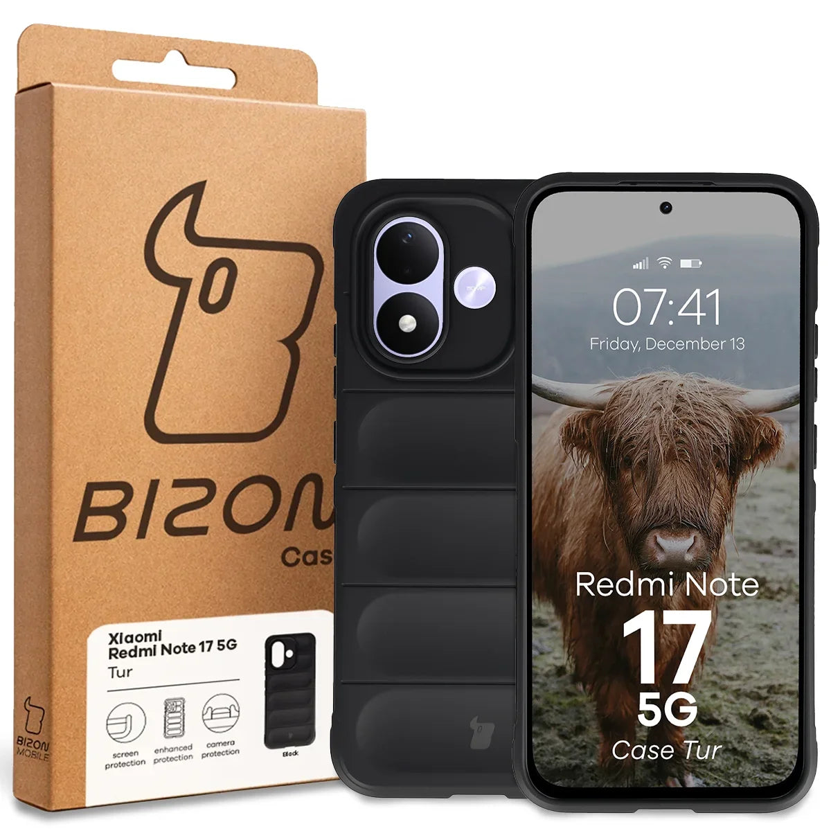 Robuste Handyhülle für Xiaomi Redmi Note 17 5G, Bizon Case Tur, Schwarz (8/8)