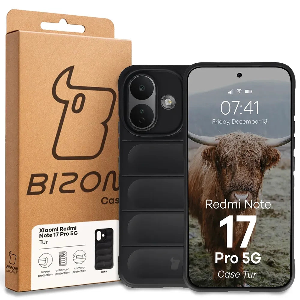 Robuste Handyhülle für Xiaomi Redmi Note 17 Pro 5G, Bizon Case Tur, Schwarz (8/8)