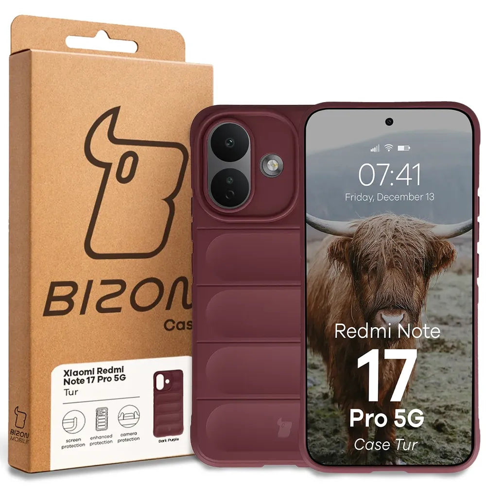 Robuste Handyhülle für Xiaomi Redmi Note 17 Pro 5G, Bizon Case Tur, Burgunderrot (8/8)