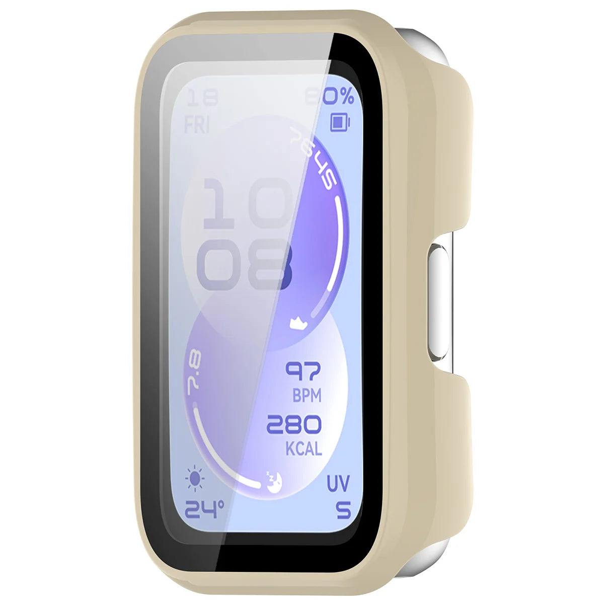 Schutzhülle mit Glas für Huawei Band 11, Bizon Case Watch Adamo, Beige