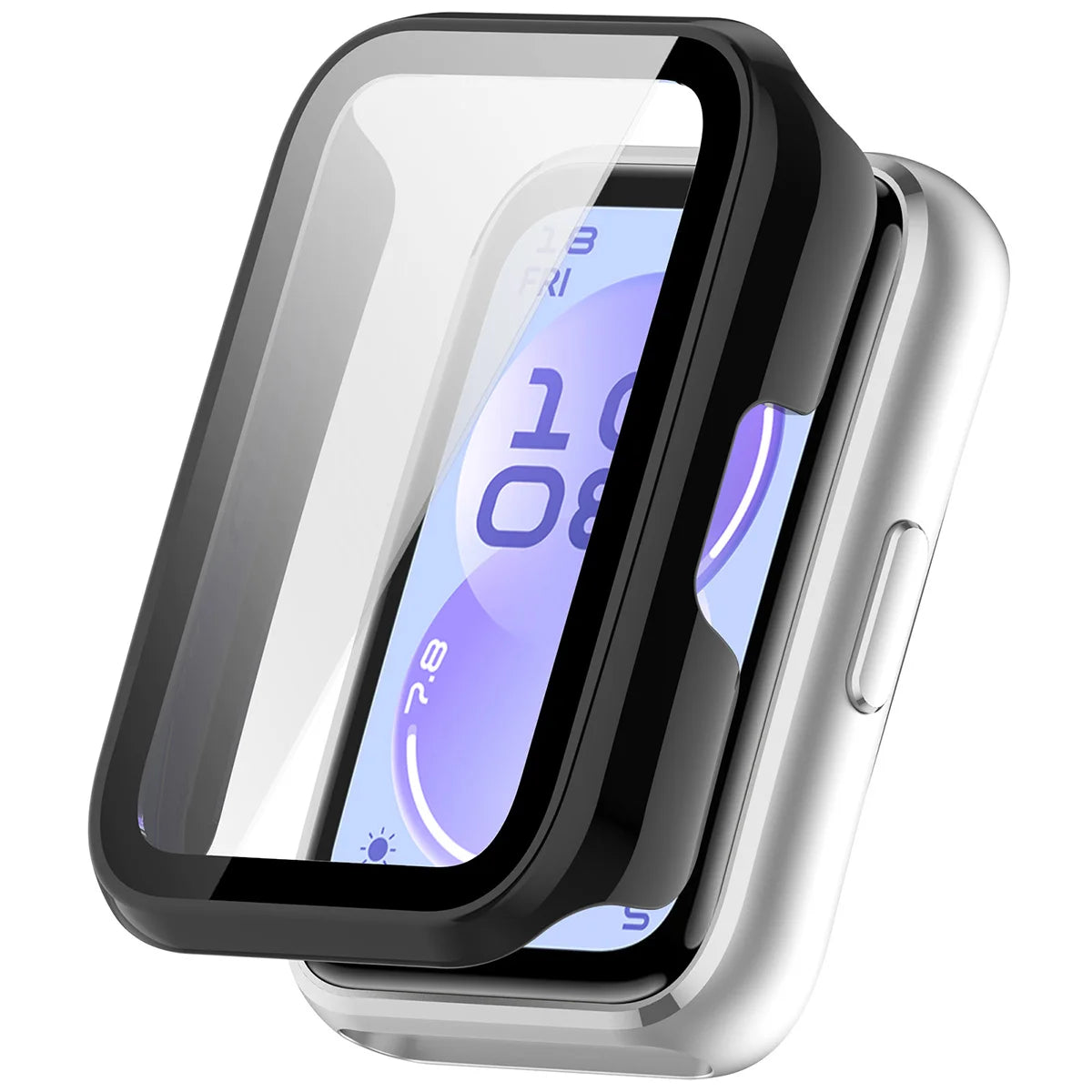 Schutzhülle mit Glas für Huawei Band 11, Bizon Case Watch Adamo, Schwarz