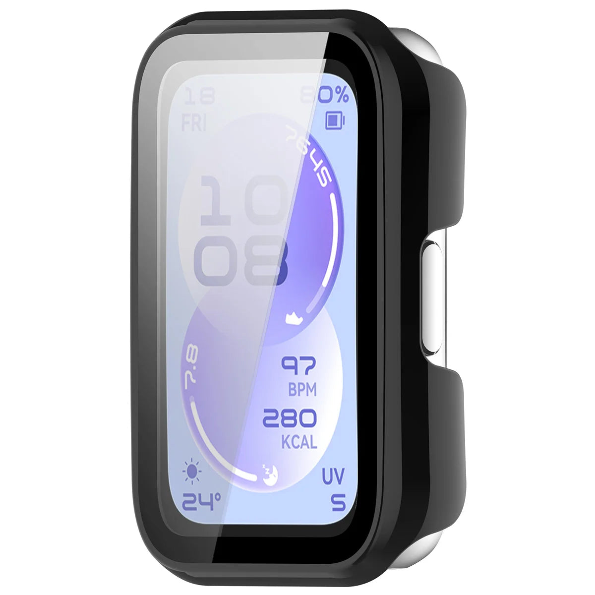 Schutzhülle mit Glas für Huawei Band 11, Bizon Case Watch Adamo, Schwarz