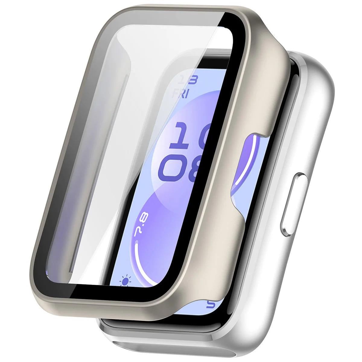 Schutzhülle mit Glas für Huawei Band 11, Bizon Case Watch Adamo, Champagner