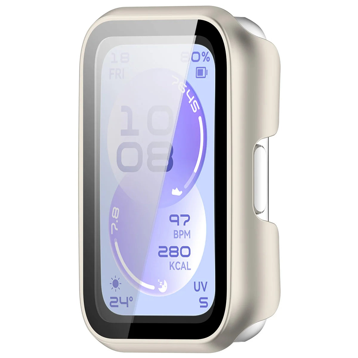 Schutzhülle mit Glas für Huawei Band 11, Bizon Case Watch Adamo, Champagner