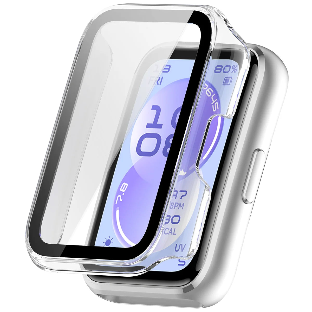 Schutzhülle mit Glas für Huawei Band 11, Bizon Case Watch Adamo, Transparent