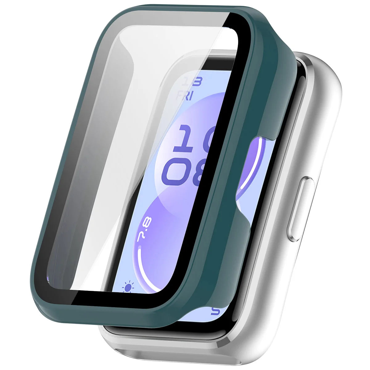 Schutzhülle mit Glas für Huawei Band 11, Bizon Case Watch Adamo, Grün
