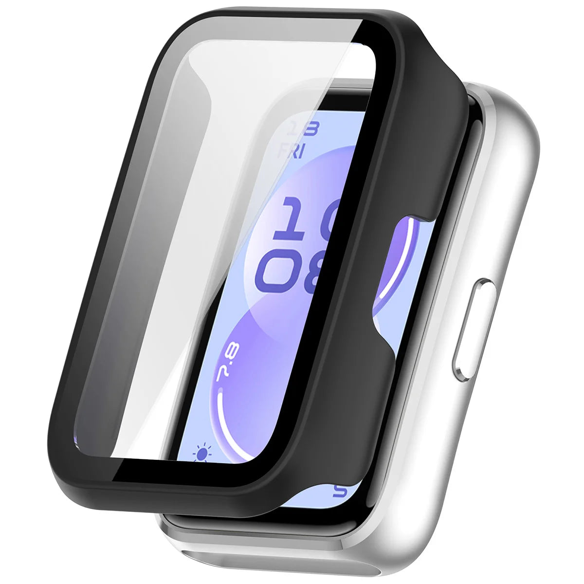 Schutzhülle mit Glas für Huawei Band 11, Bizon Case Watch Adamo, mattes Schwarz