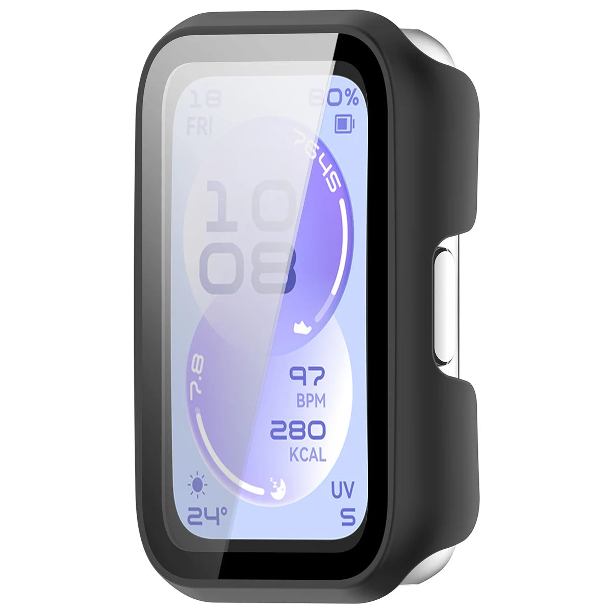 Schutzhülle mit Glas für Huawei Band 11, Bizon Case Watch Adamo, mattes Schwarz
