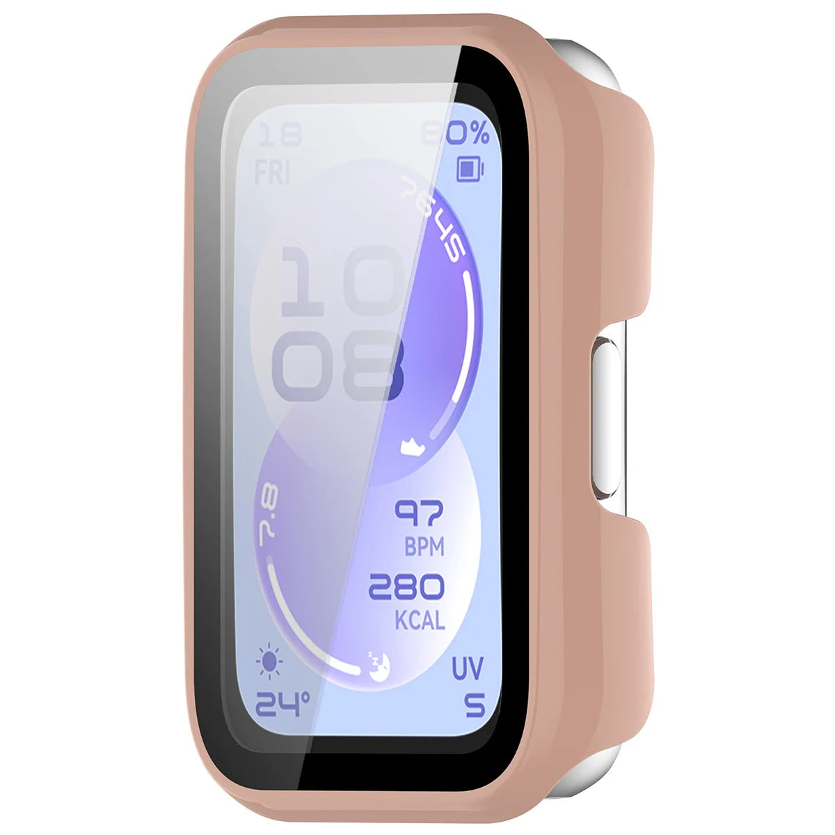 Schutzhülle mit Glas für Huawei Band 11, Bizon Case Watch Adamo, Rosa