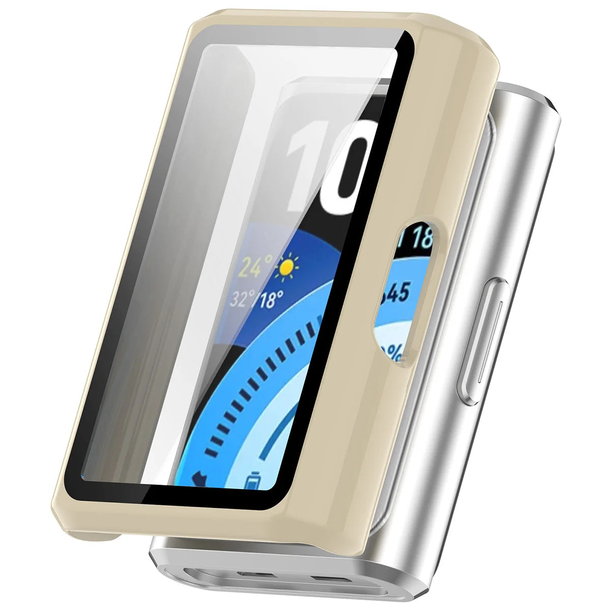 Schutzhülle mit Glas für Huawei Band 11 Pro, Bizon Case Watch Adamo, Beige