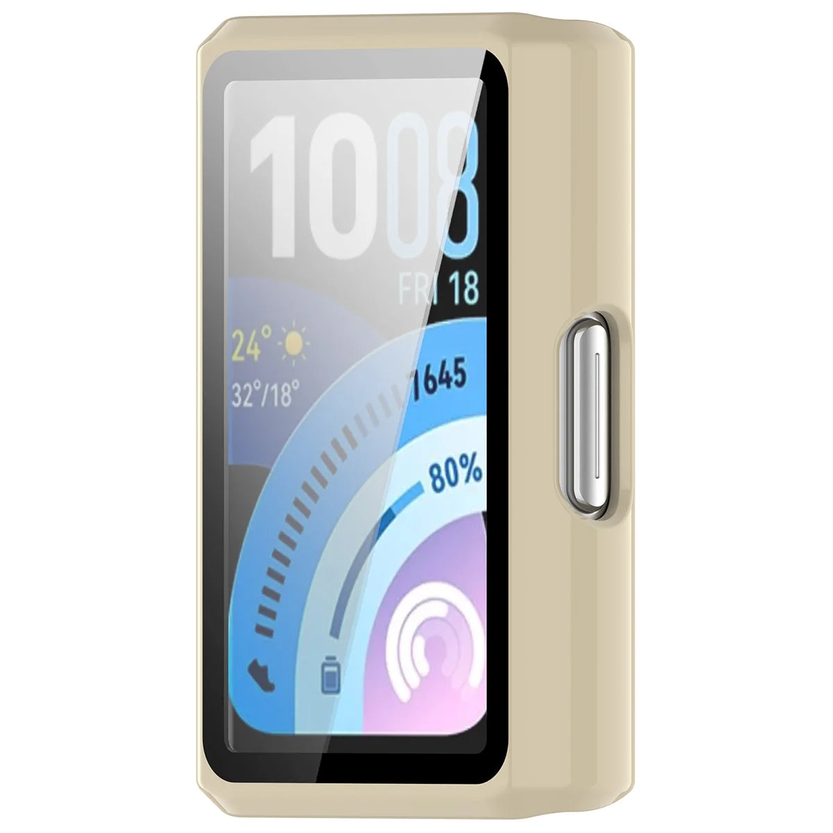 Schutzhülle mit Glas für Huawei Band 11 Pro, Bizon Case Watch Adamo, Beige