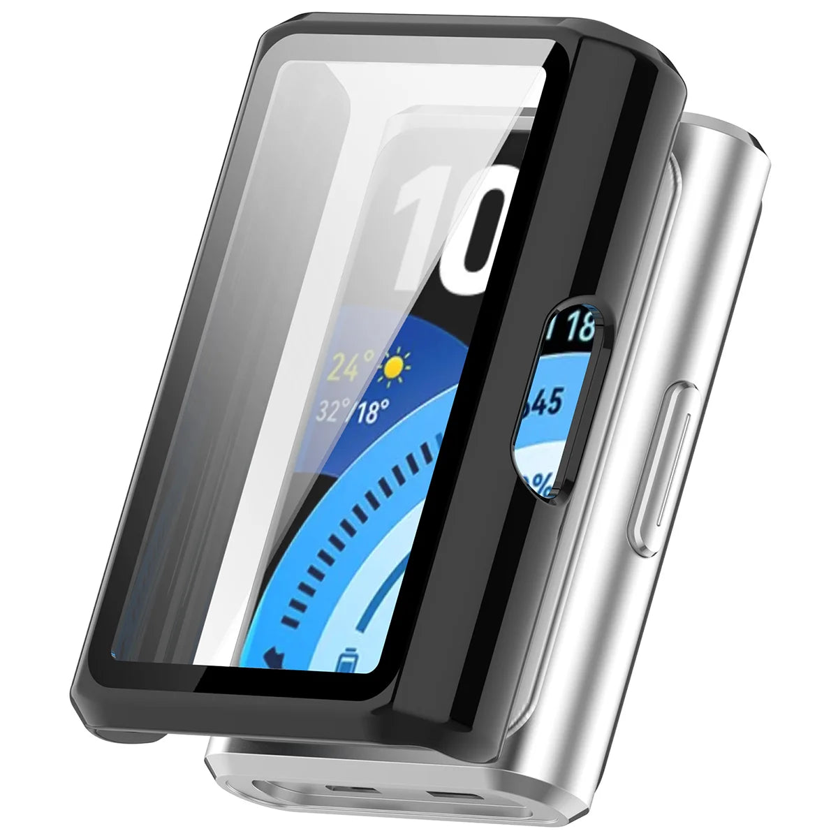 Schutzhülle mit Glas für Huawei Band 11 Pro, Bizon Case Watch Adamo, Schwarz