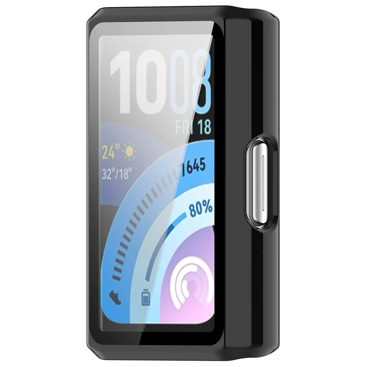 Schutzhülle mit Glas für Huawei Band 11 Pro, Bizon Case Watch Adamo, Schwarz