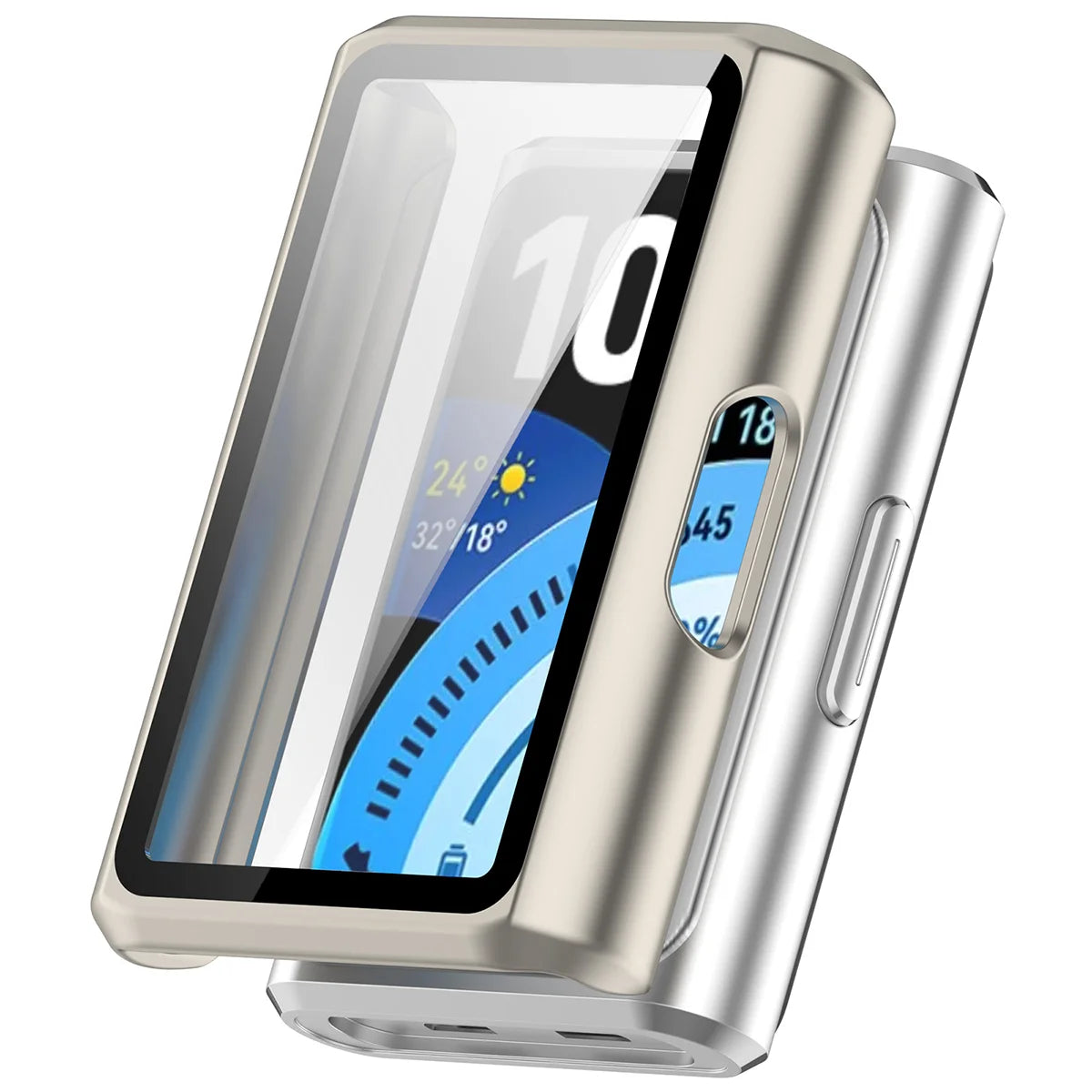 Schutzhülle mit Glas für Huawei Band 11 Pro, Bizon Case Watch Adamo, Champagner