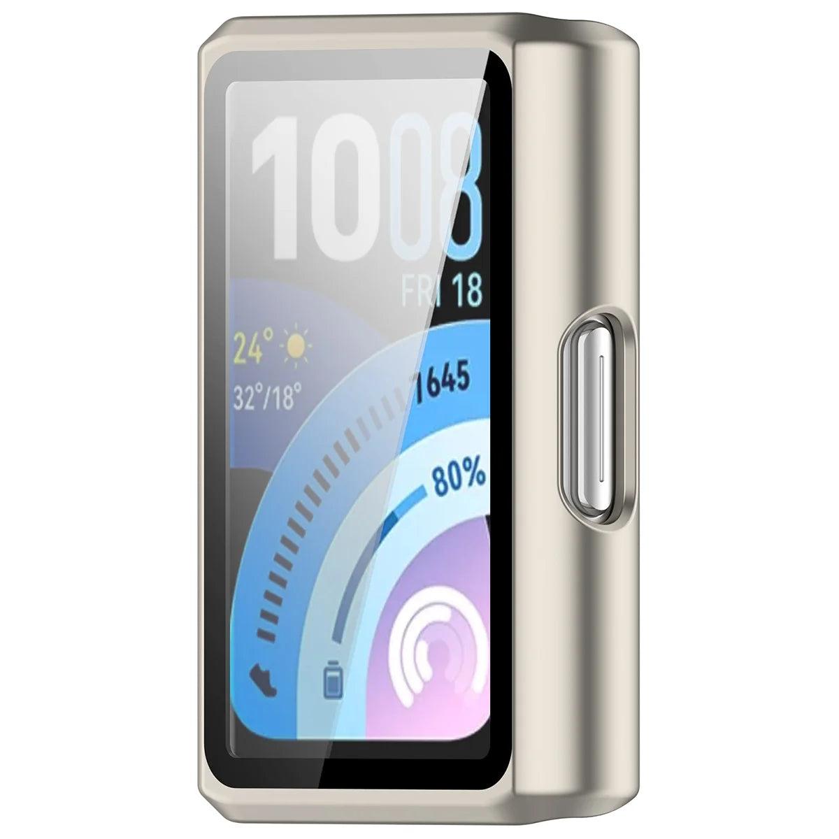 Schutzhülle mit Glas für Huawei Band 11 Pro, Bizon Case Watch Adamo, Champagner