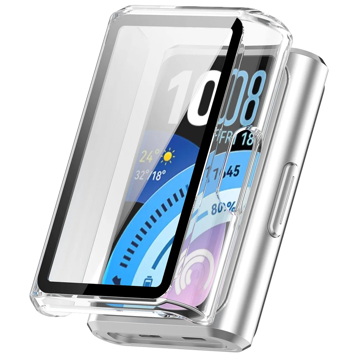 Schutzhülle mit Glas für Huawei Band 11 Pro, Bizon Case Watch Adamo, Transparent