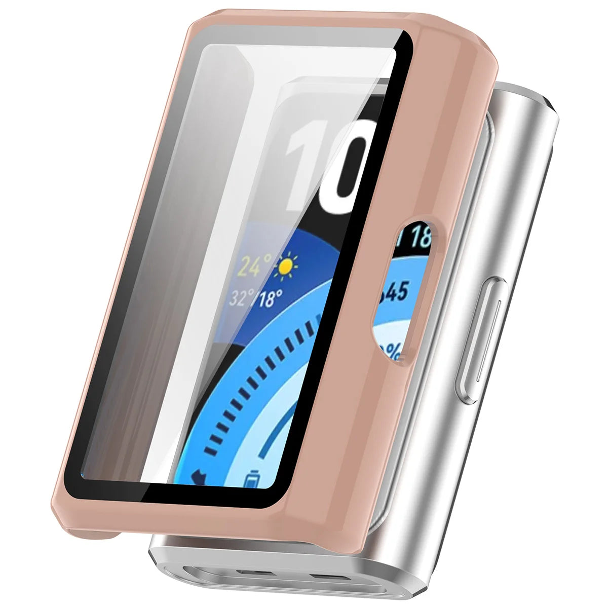 Schutzhülle mit Glas für Huawei Band 11 Pro, Bizon Case Watch Adamo, Rosa