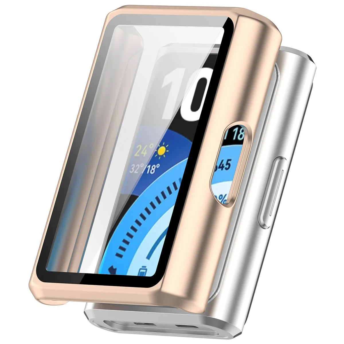 Schutzhülle mit Glas für Huawei Band 11 Pro, Bizon Case Watch Adamo, satiniertes Rosa