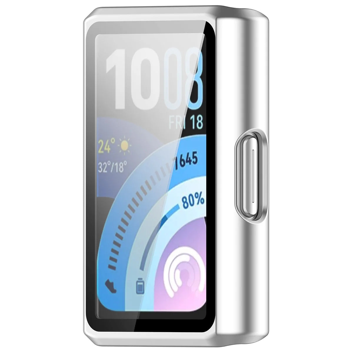 Schutzhülle mit Glas für Huawei Band 11 Pro, Bizon Case Watch Adamo, satiniertes Silbern