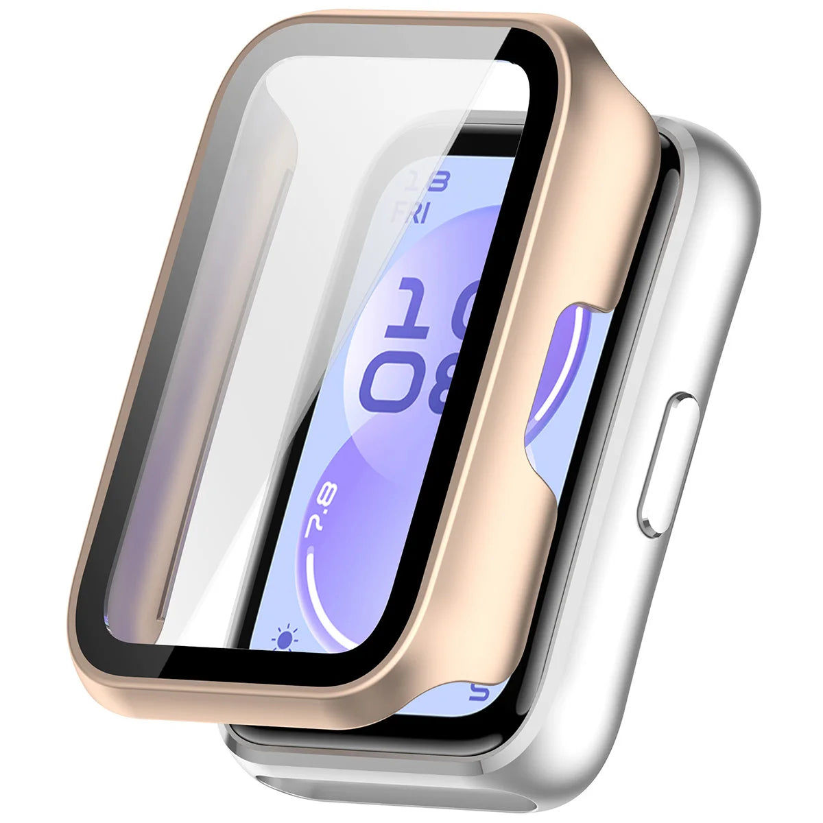 Schutzhülle mit Glas für Huawei Band 11, Bizon Case Watch Adamo, satiniertes Rosa