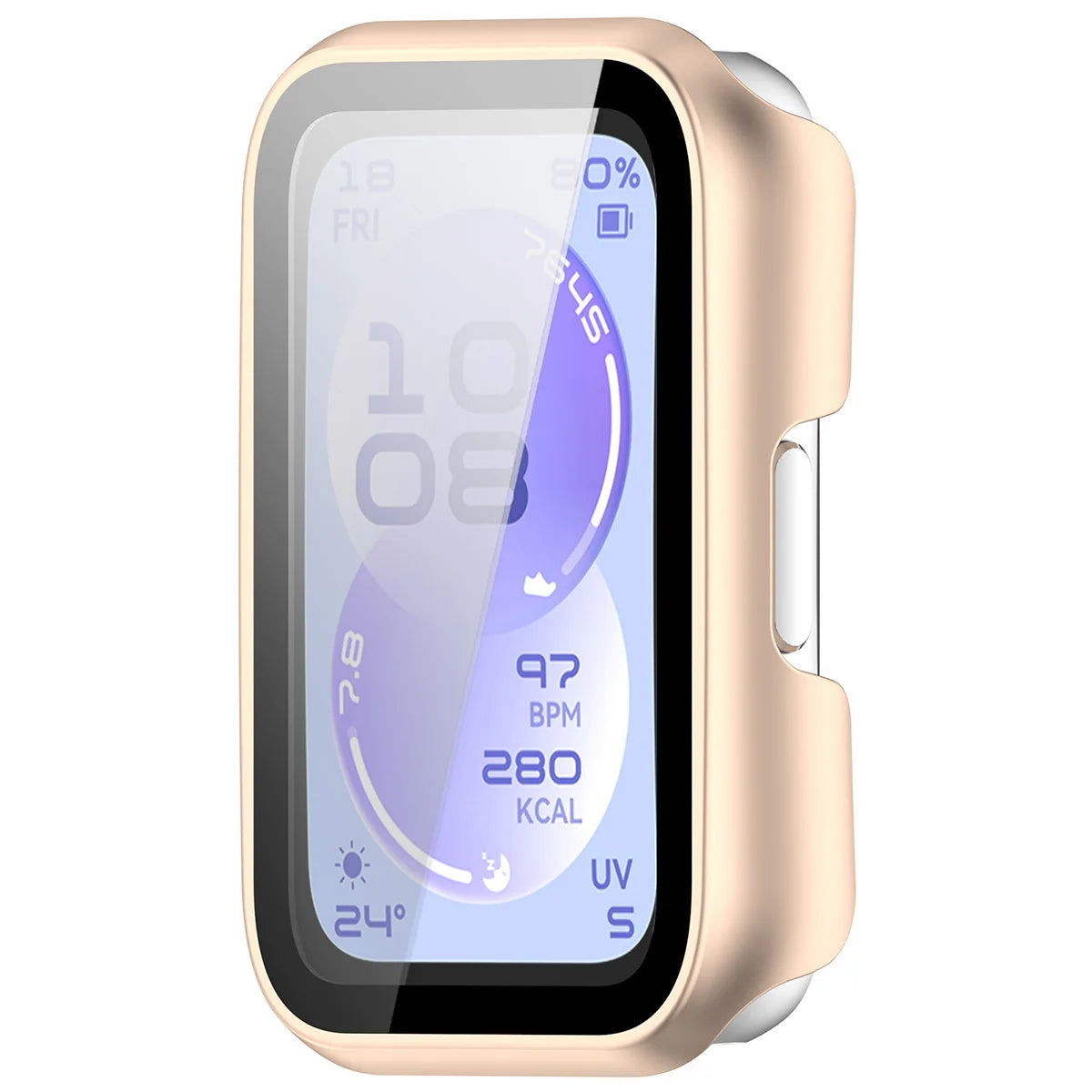 Schutzhülle mit Glas für Huawei Band 11, Bizon Case Watch Adamo, satiniertes Rosa