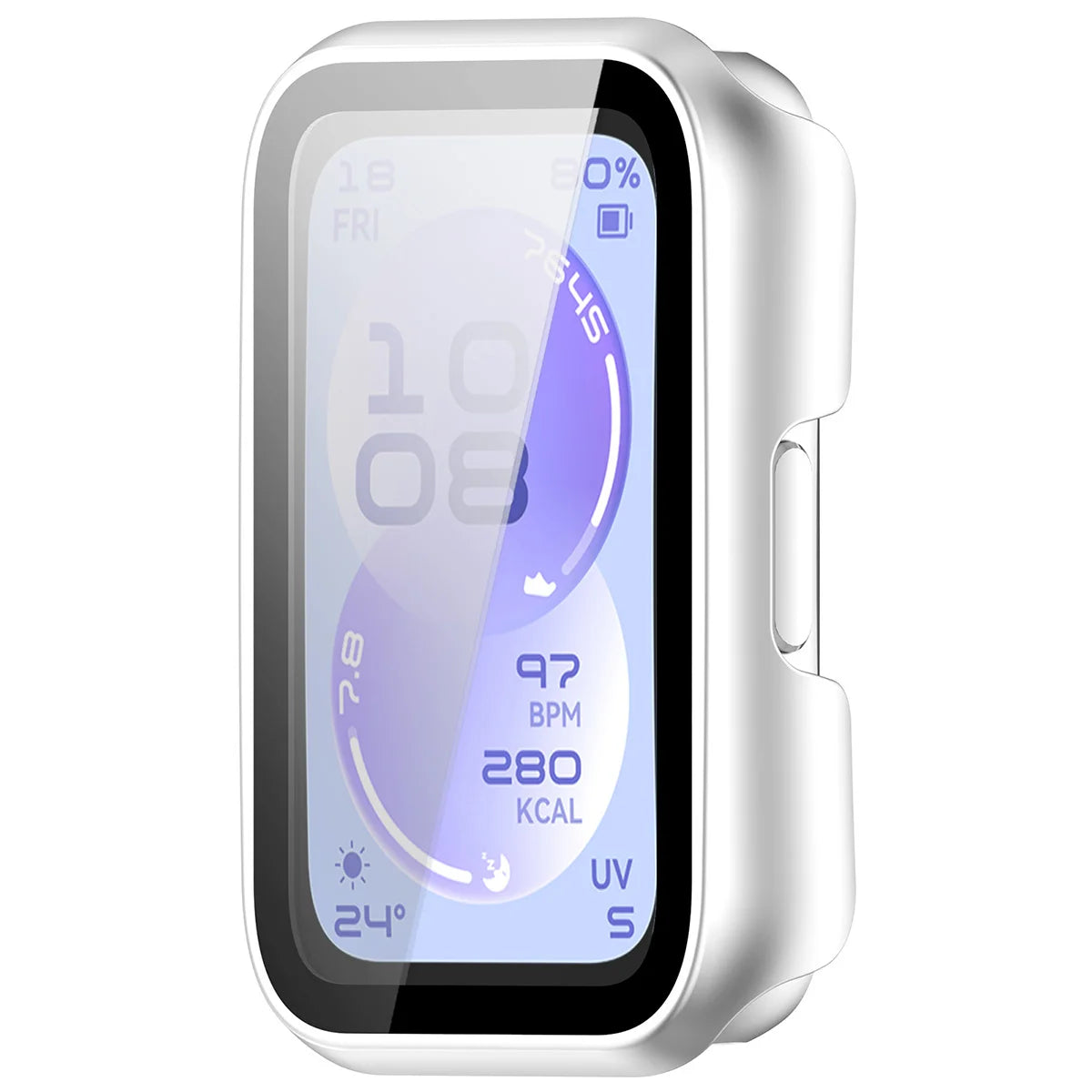Schutzhülle mit Glas für Huawei Band 11, Bizon Case Watch Adamo, satiniertes Silbern
