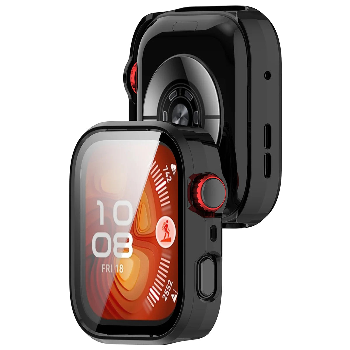 Schutzhülle mit Glas für Huawei Watch Fit 5 Pro, Bizon Case Watch Adamo, Schwarz (1/8)