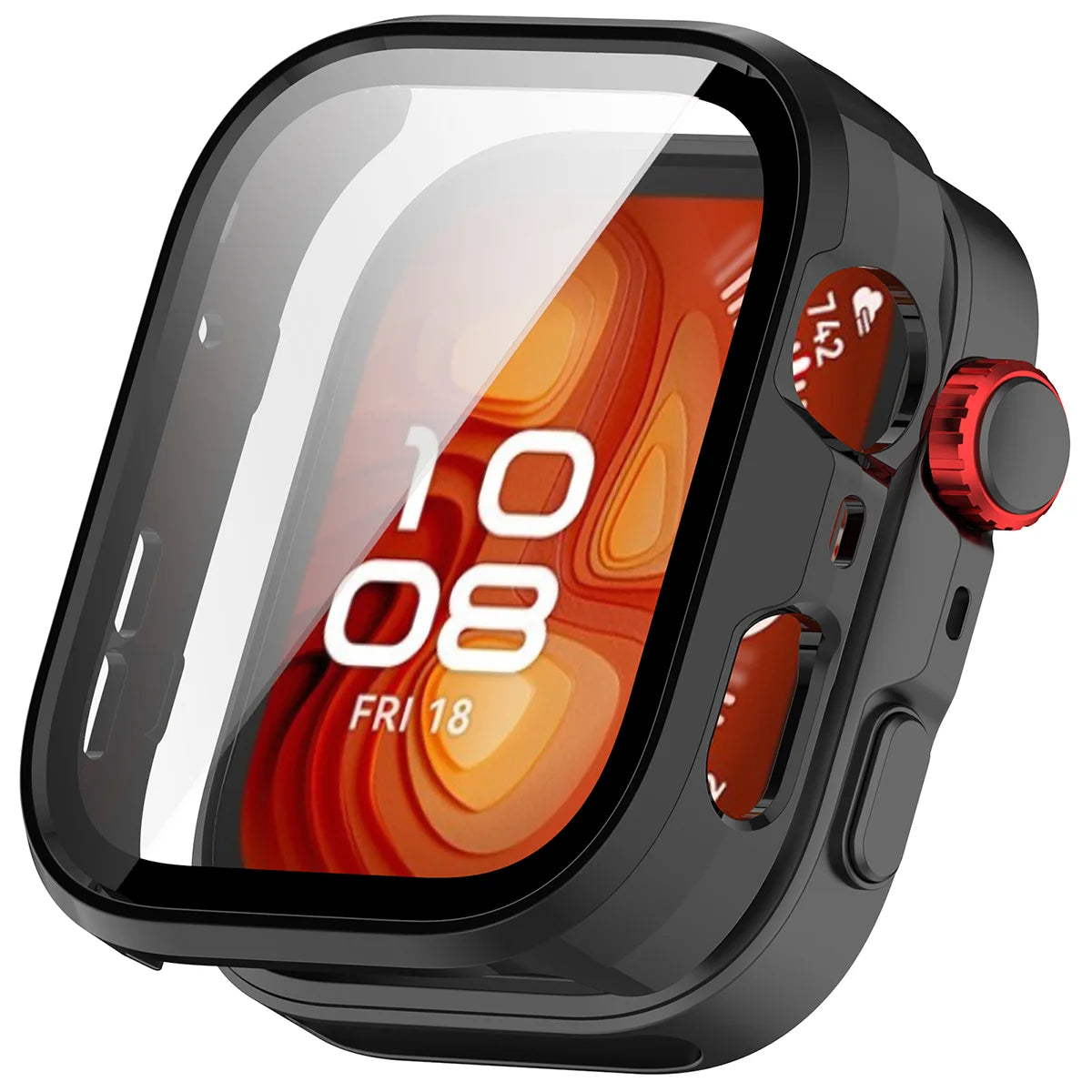 Schutzhülle mit Glas für Huawei Watch Fit 5 Pro, Bizon Case Watch Adamo, Schwarz (4/8)