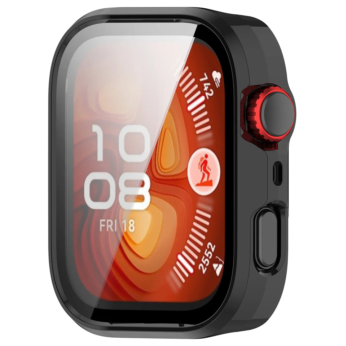 Schutzhülle mit Glas für Huawei Watch Fit 5 Pro, Bizon Case Watch Adamo, Schwarz (5/8)
