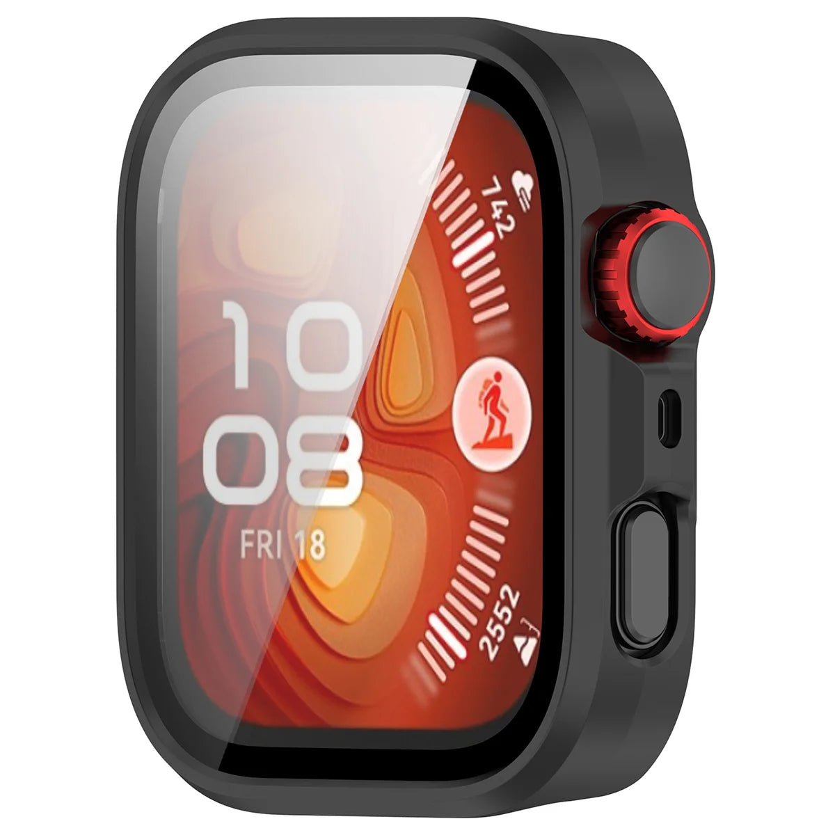 Schutzhülle mit Glas für Huawei Watch Fit 5 Pro, Bizon Case Watch Adamo, mattes Schwarz