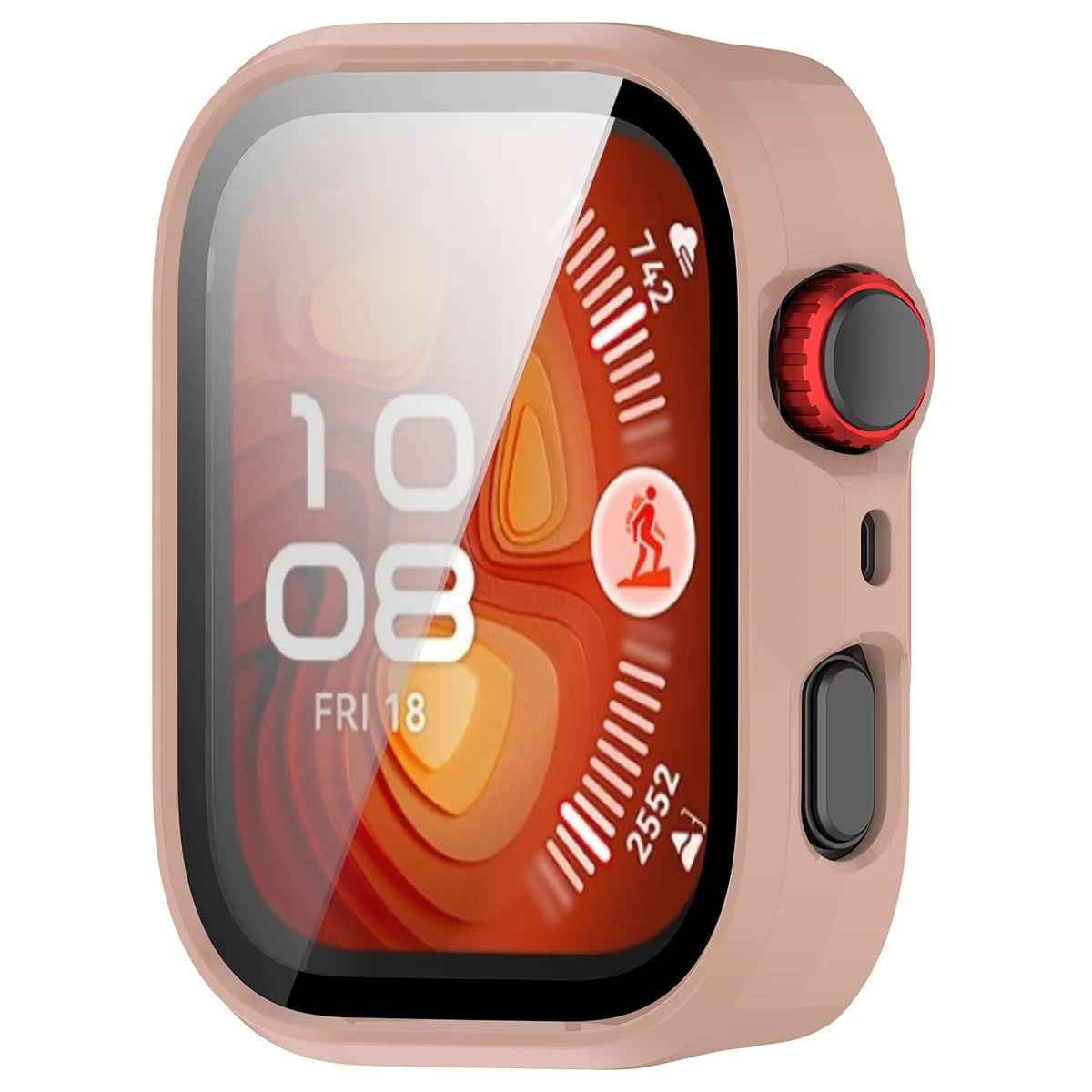 Schutzhülle mit Glas für Huawei Watch Fit 5 Pro, Bizon Case Watch Adamo, Rosa