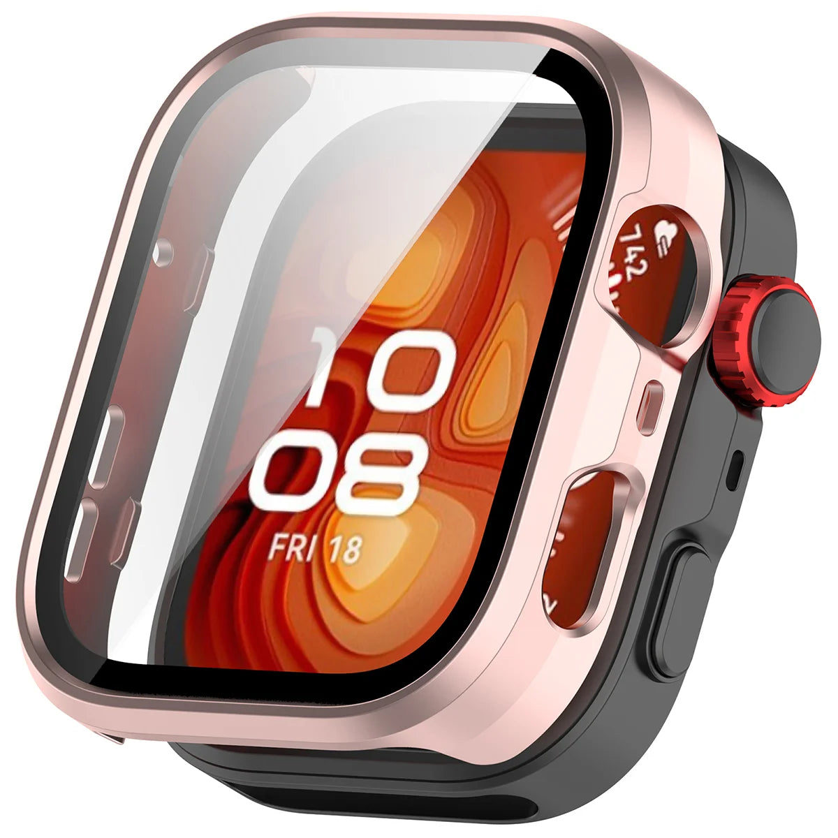 Schutzhülle mit Glas für Huawei Watch Fit 5 Pro, Bizon Case Watch Adamo, satiniertes Rosa