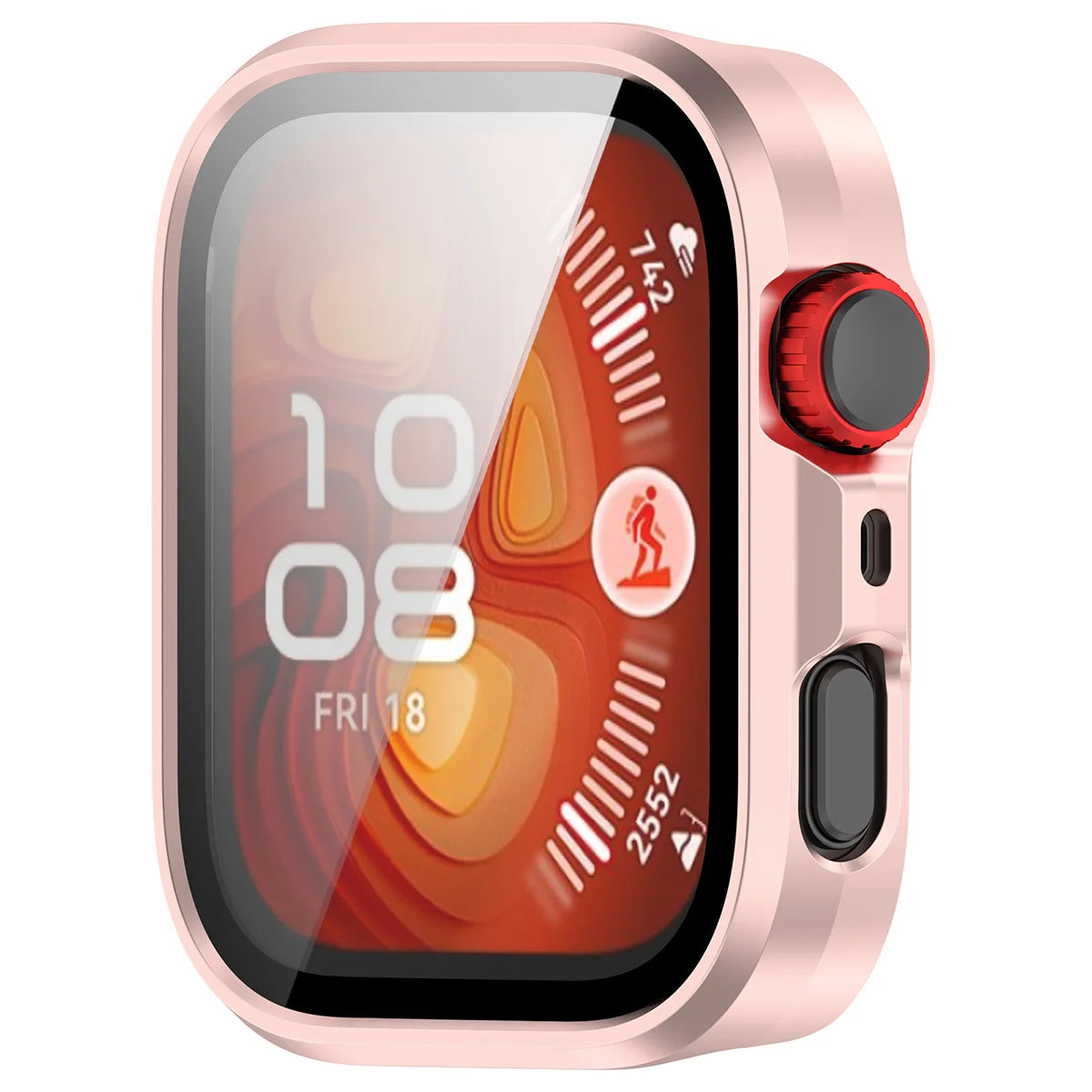 Schutzhülle mit Glas für Huawei Watch Fit 5 Pro, Bizon Case Watch Adamo, satiniertes Rosa