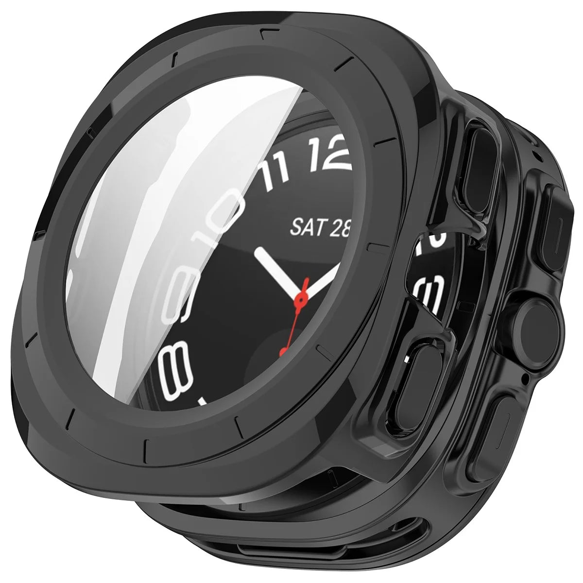Schutzhülle mit Glas für Galaxy Watch Ultra 2 47mm (2026), Bizon Case Watch Adamo, Schwarz (4/8)