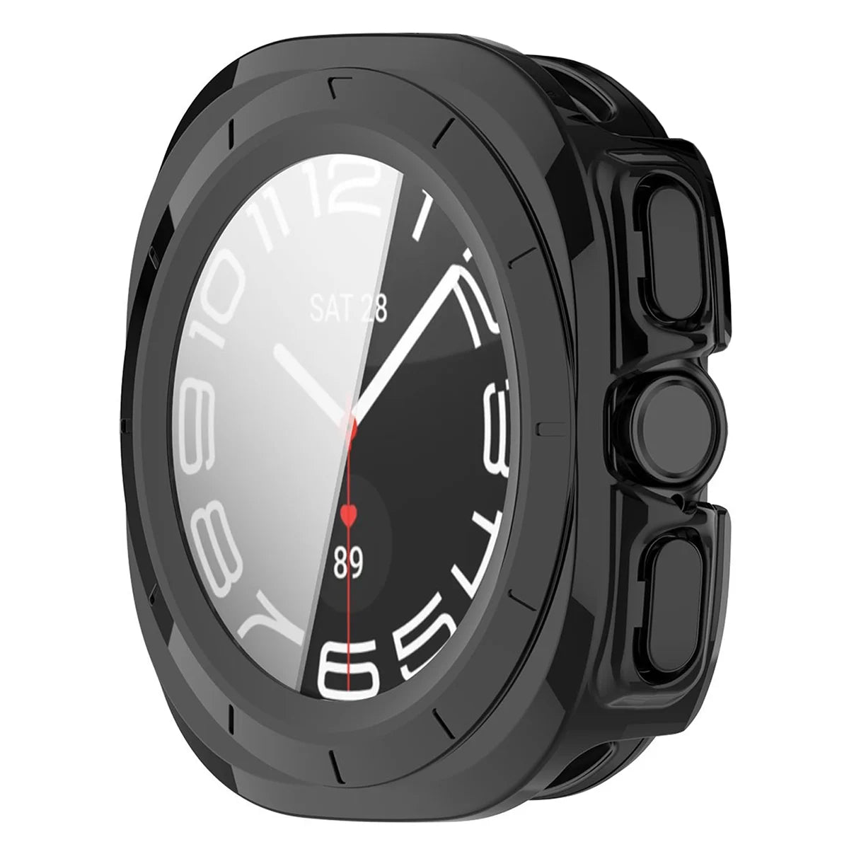 Schutzhülle mit Glas für Galaxy Watch Ultra 2 47mm (2026), Bizon Case Watch Adamo, Schwarz (5/8)