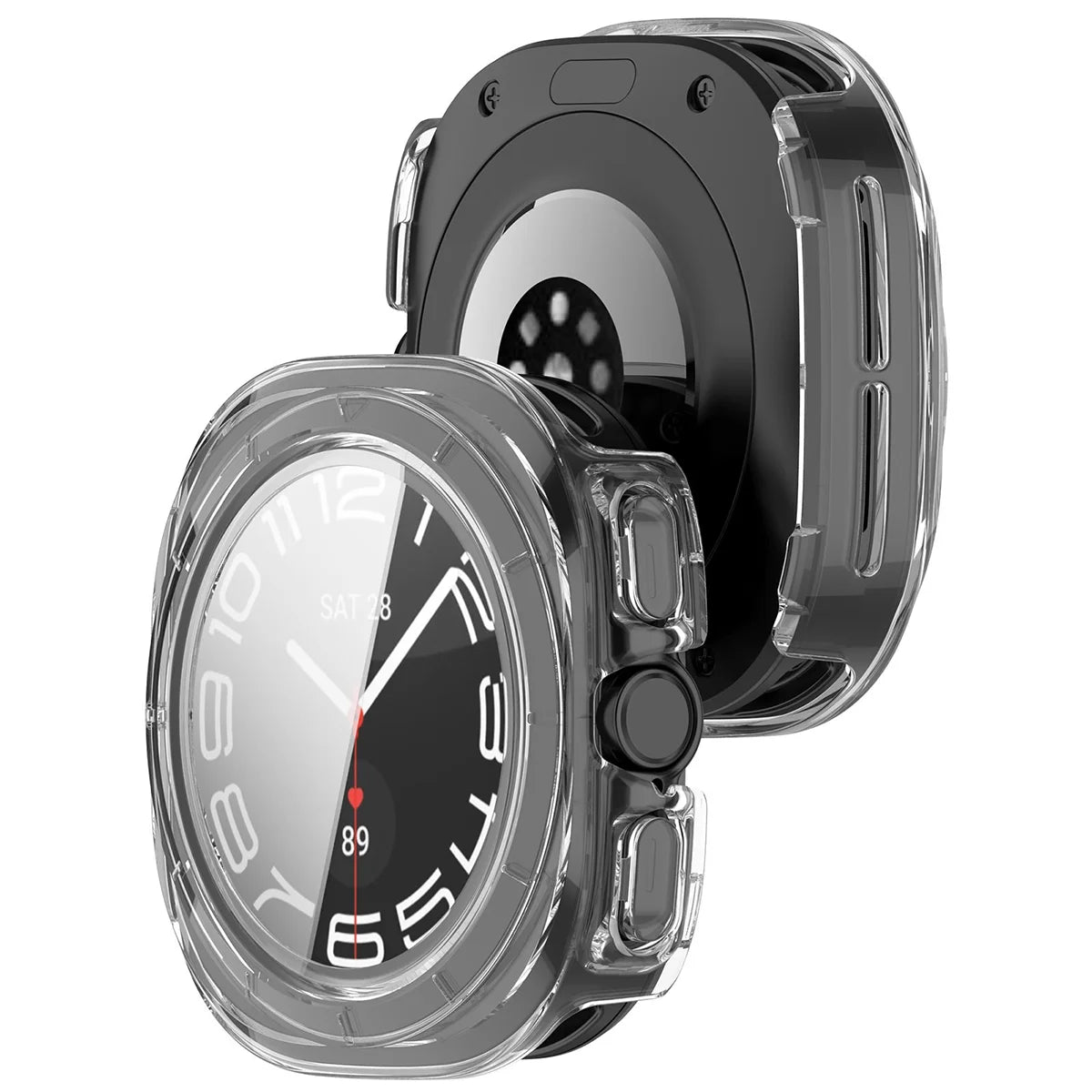 Schutzhülle mit Glas für Galaxy Watch Ultra 2 47mm (2026), Bizon Case Watch Adamo, Transparent (1/8)
