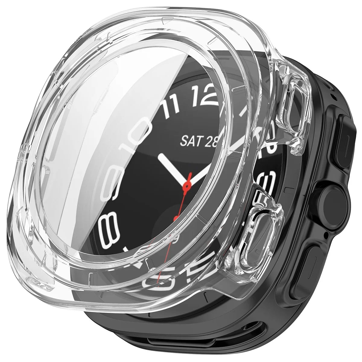 Schutzhülle mit Glas für Galaxy Watch Ultra 2 47mm (2026), Bizon Case Watch Adamo, Transparent (4/8)