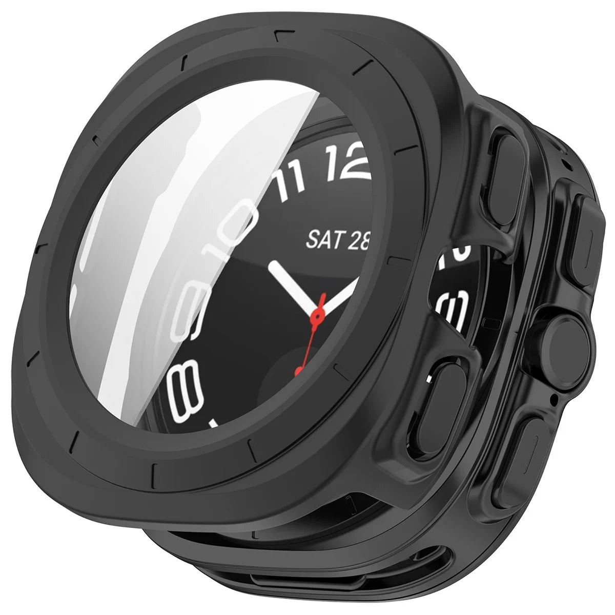 Schutzhülle mit Glas für Galaxy Watch Ultra 2 47mm (2026), Bizon Case Watch Adamo, mattes Schwarz (4/8)