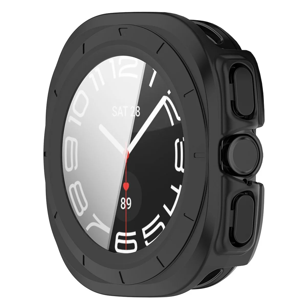 Schutzhülle mit Glas für Galaxy Watch Ultra 2 47mm (2026), Bizon Case Watch Adamo, mattes Schwarz (5/8)