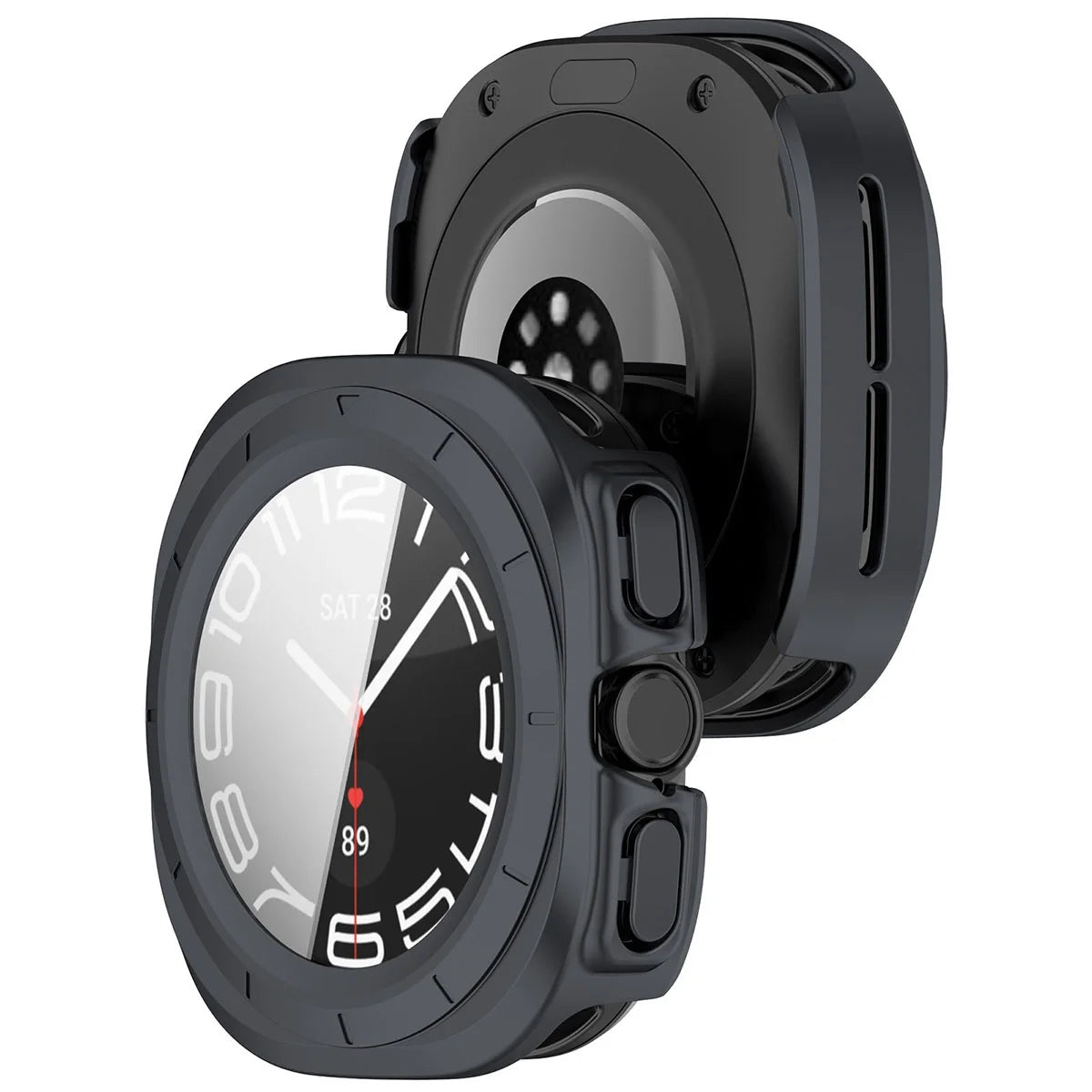Schutzhülle mit Glas für Galaxy Watch Ultra 2 47mm (2026), Bizon Case Watch Adamo, mattes Grau (1/8)