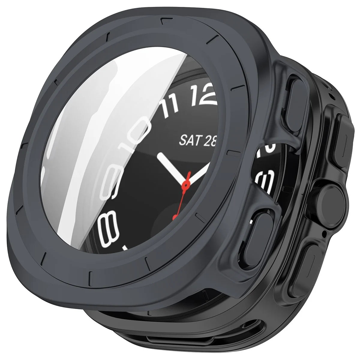 Schutzhülle mit Glas für Galaxy Watch Ultra 2 47mm (2026), Bizon Case Watch Adamo, mattes Grau (4/8)