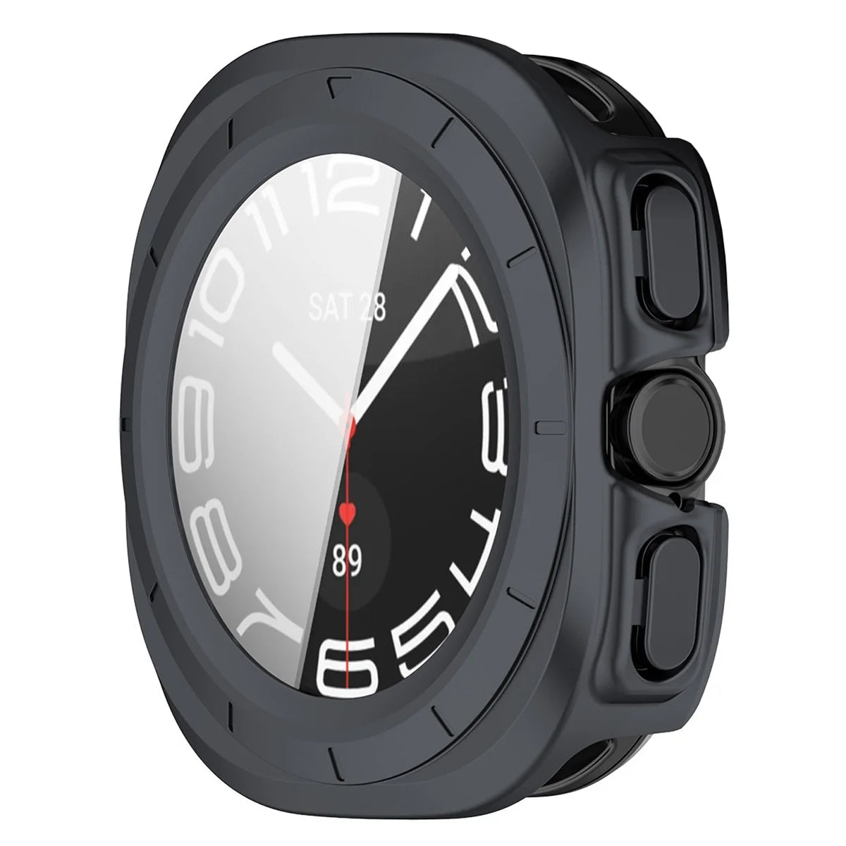 Schutzhülle mit Glas für Galaxy Watch Ultra 2 47mm (2026), Bizon Case Watch Adamo, mattes Grau (5/8)