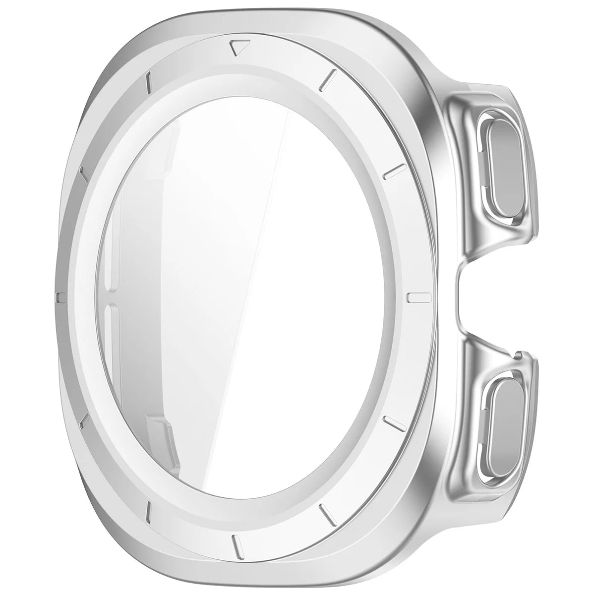 Schutzhülle mit Glas für Galaxy Watch Ultra 2 47mm (2026), Bizon Case Watch Adamo, satiniertes Silbern (3/8)