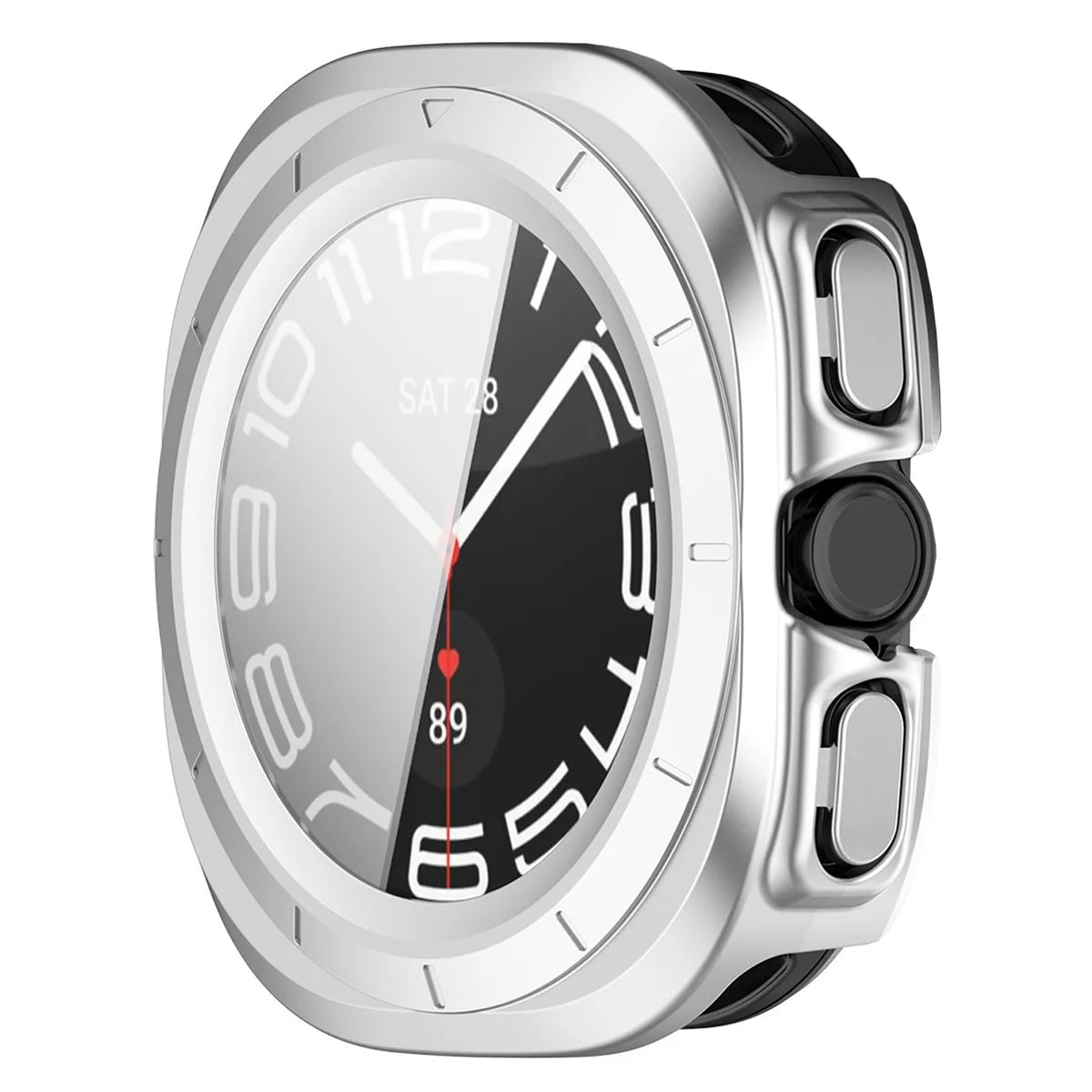 Schutzhülle mit Glas für Galaxy Watch Ultra 2 47mm (2026), Bizon Case Watch Adamo, satiniertes Silbern (5/8)