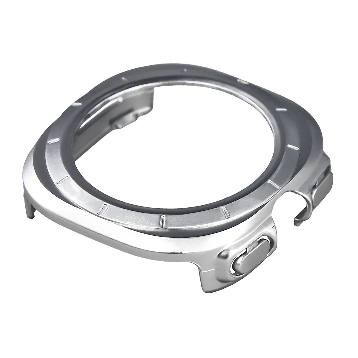 Schutzhülle mit Glas für Galaxy Watch Ultra 2 47mm (2026), Bizon Case Watch Adamo, satiniertes Silbern (6/8)