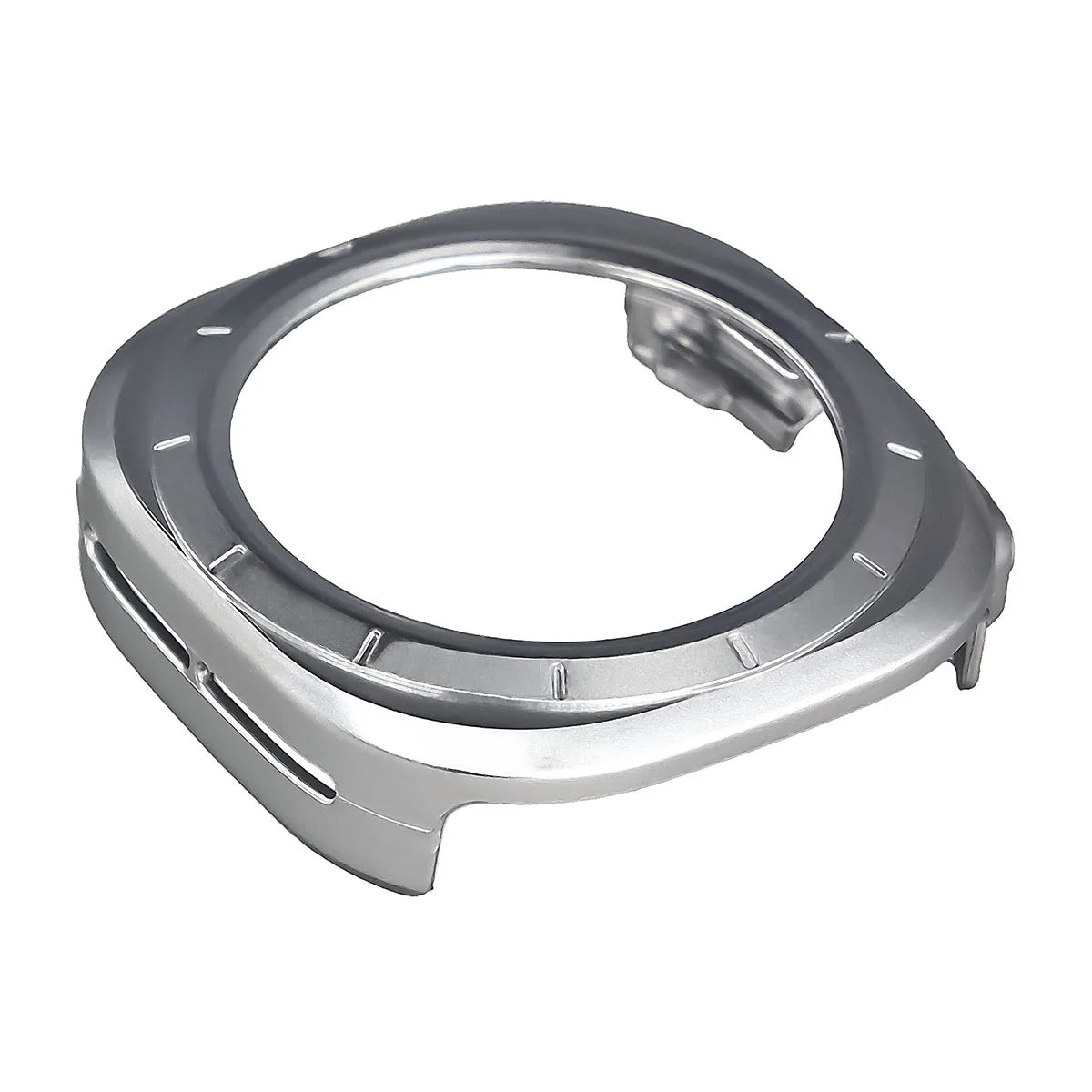 Schutzhülle mit Glas für Galaxy Watch Ultra 2 47mm (2026), Bizon Case Watch Adamo, satiniertes Silbern (7/8)