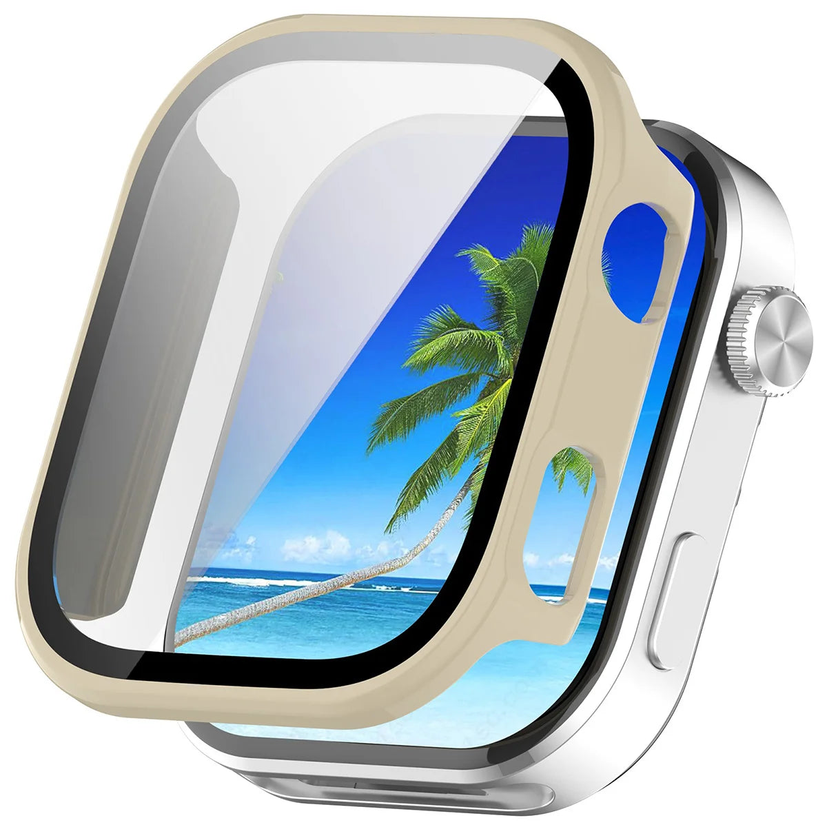 Schutzhülle mit Glas für Xiaomi Redmi Watch 6, Bizon Case Watch Adamo, Beige