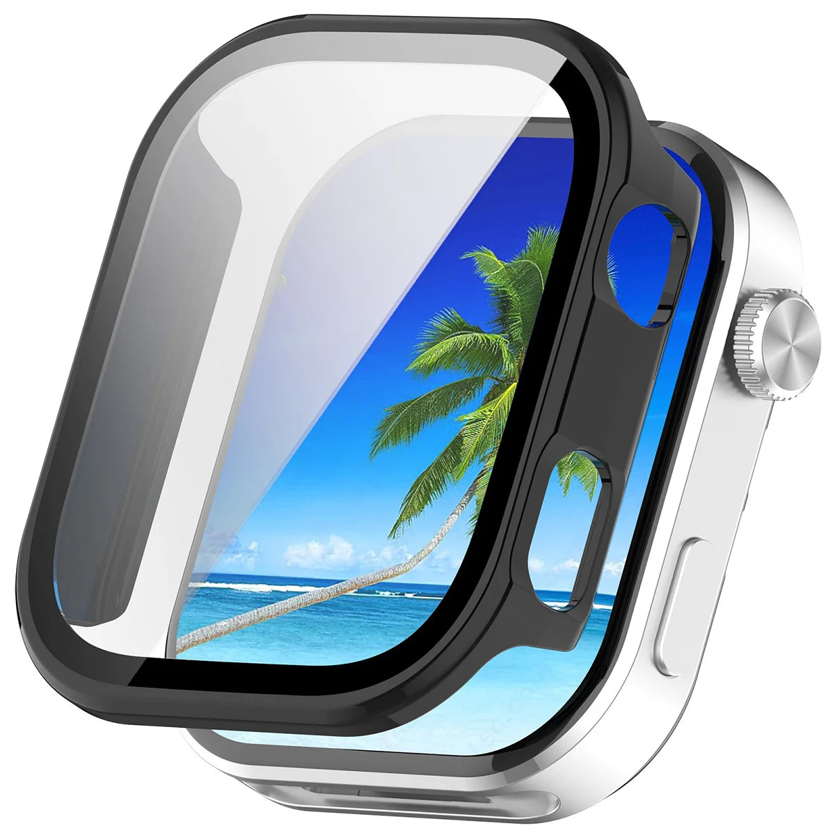 Schutzhülle mit Glas für Xiaomi Redmi Watch 6, Bizon Case Watch Adamo, Schwarz